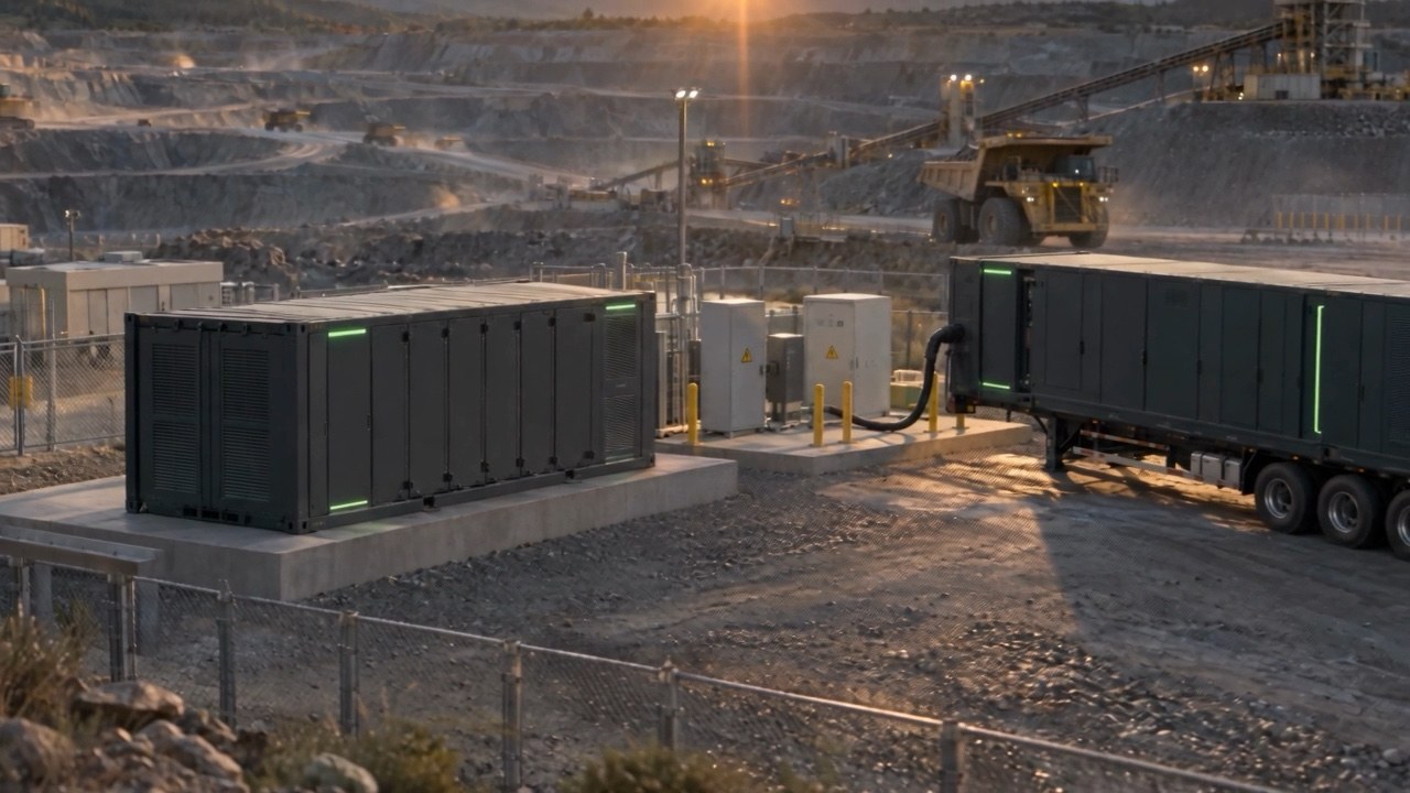 Mining operation with fixed and mobile battery storage